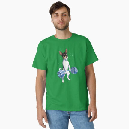 Funny Fitness Weight Lifting Rat Terrier Dog Classic T-Shirt 